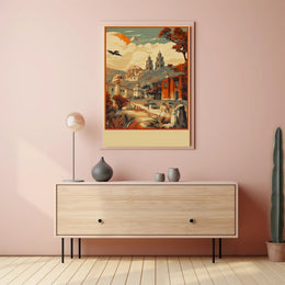 Serene Village Landscape Poster