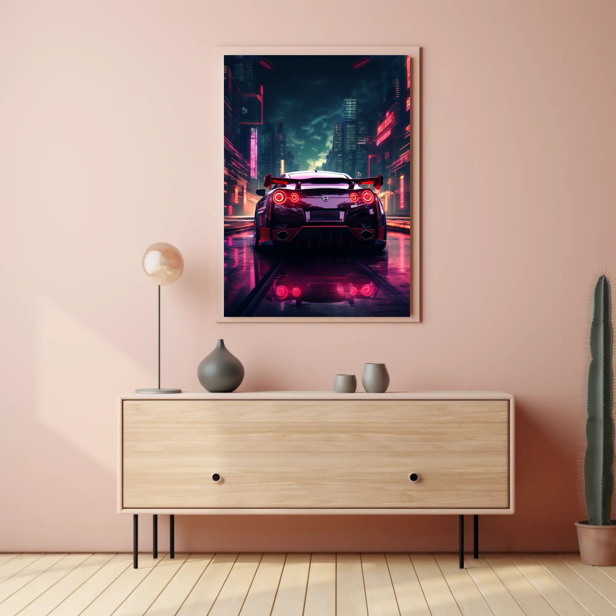 Neon Night Drive Poster PosterGoat