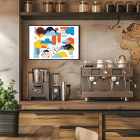 The poster features an abstract design with a modern artistic style. The core Travel Poster