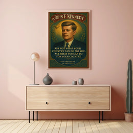 Historic JFK Tribute Vintage Patriotic Poster Art