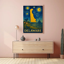 Delaware's Artistic Nightscape Travel Poster
