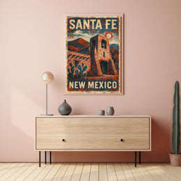 Santa Fe Southwestern Heritage Vintage Travel Poster