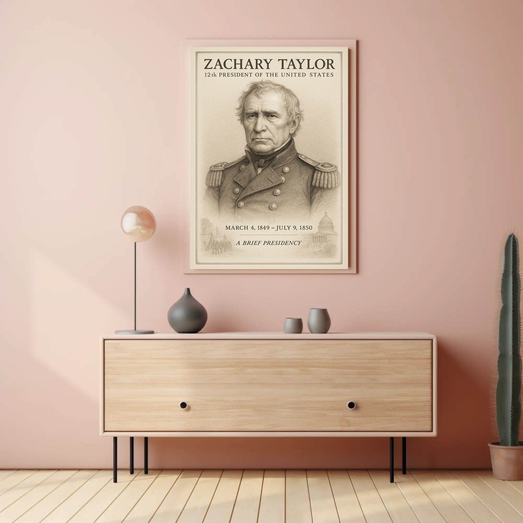 Zachary Taylor 12th President Sketch Poster Art Print for Home Decor PosterGoat