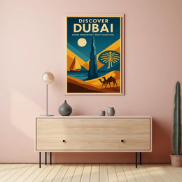 Dubai Skyline Poster Travel Art Lovers Iconic Fusion