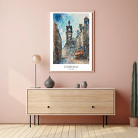 Edinburgh Cityscape Watercolor Art Vibrant Urban Cityscape Poster PosterGoat