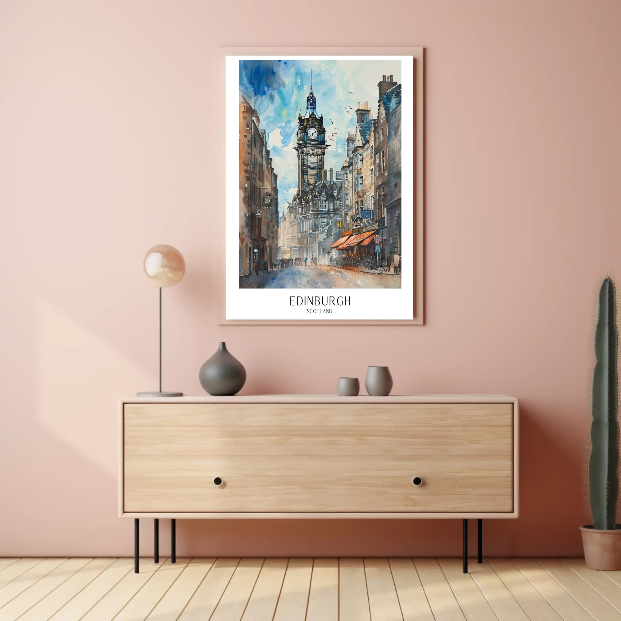 Edinburgh Cityscape Watercolor Art Vibrant Urban Cityscape Poster PosterGoat