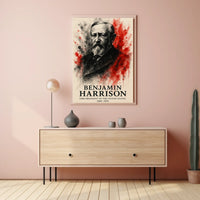 Benjamin Harrison Presidential Watercolor Art Historical Poster