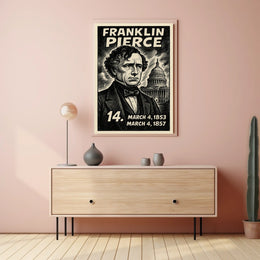 Franklin Pierce 14th President of the United States B & W Comic Sketch Poster