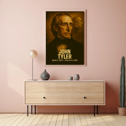 John Tyler Presidential Poster Vintage Analog Film Aesthetic Wall Art Portrait Historical US President Print
