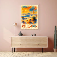 White Sands National Park Watercolor Art Poster