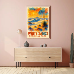 White Sands National Park Watercolor Art Poster