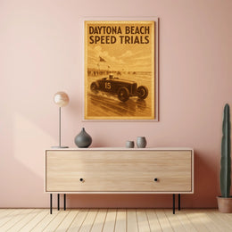 Vintage Car Race Daytona Beach Speed Excitement Poster