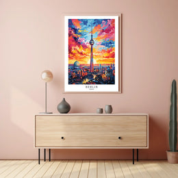 Berlin Skyline At Sunset Poster