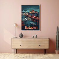 Budapest Nightscapes: Illuminated Cityscape Art Urban or Cityscape Poster