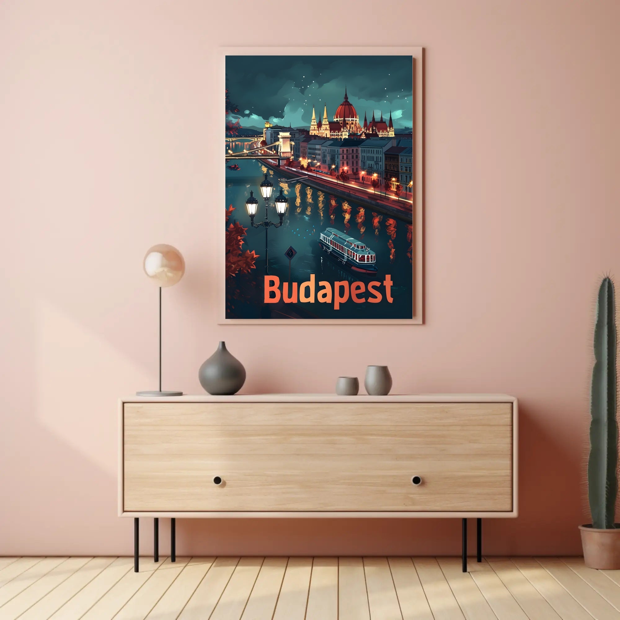 Budapest Nightscapes: Illuminated Cityscape Art Urban or Cityscape Poster