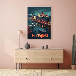 Budapest Nightscapes: Illuminated Cityscape Art Urban or Cityscape Poster