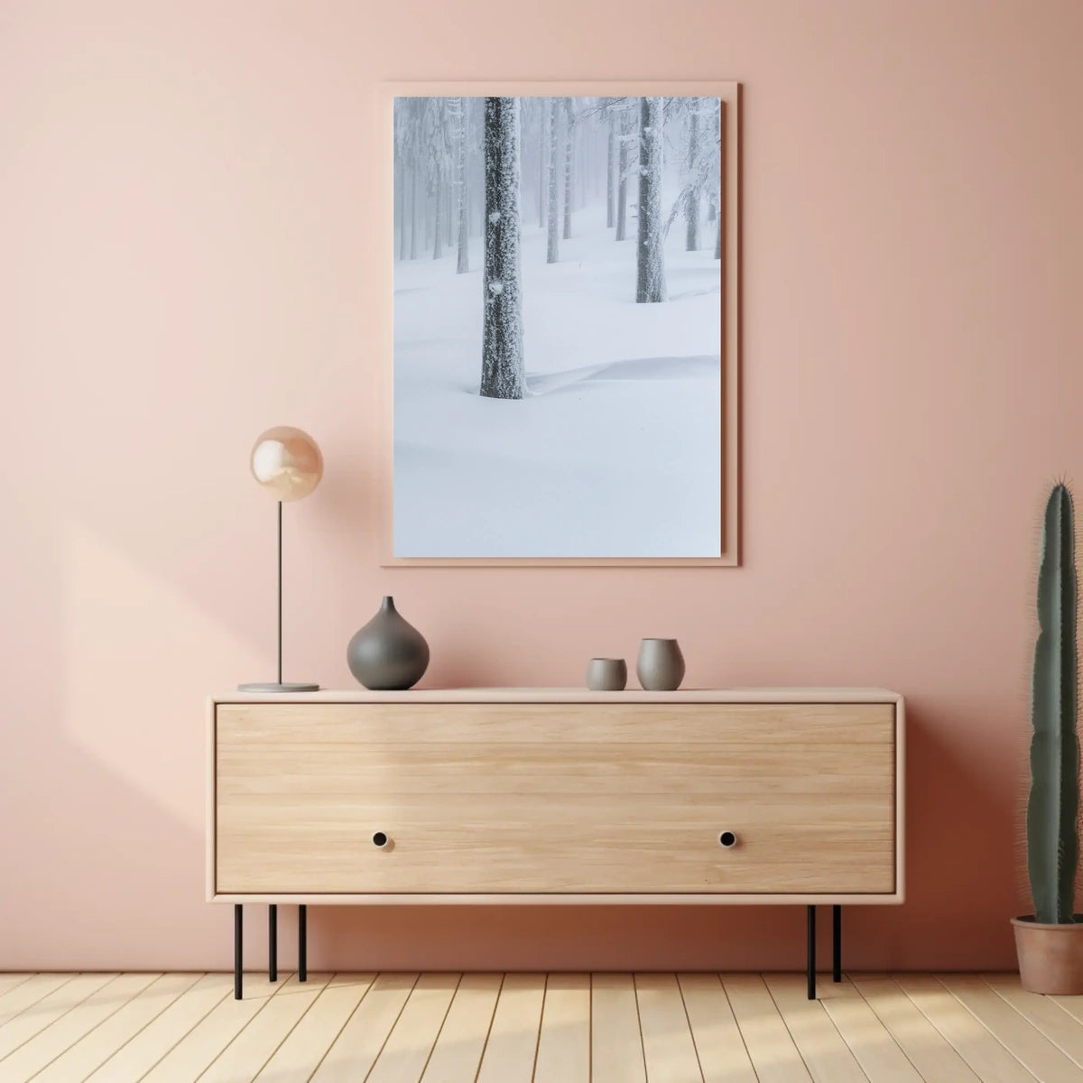 Winter Serenity: Minimalist Snow Forest National Park Poster