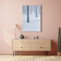 Winter Serenity: Minimalist Snow Forest National Park Poster