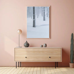 Winter Serenity: Minimalist Snow Forest National Park Poster