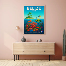 Visit Belize Jewel of the Caribbean Poster