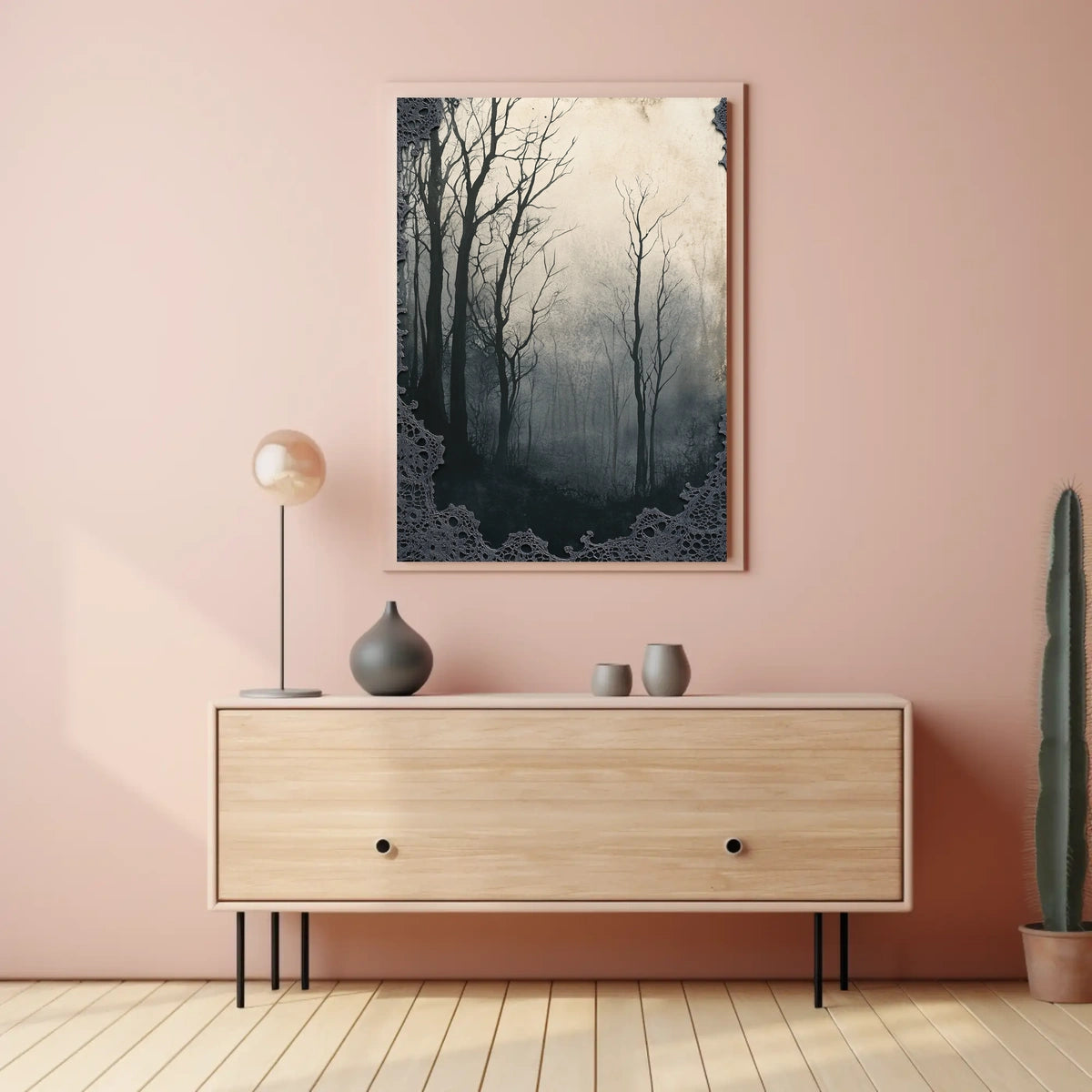Misty Monochrome Forest Artistic Poster