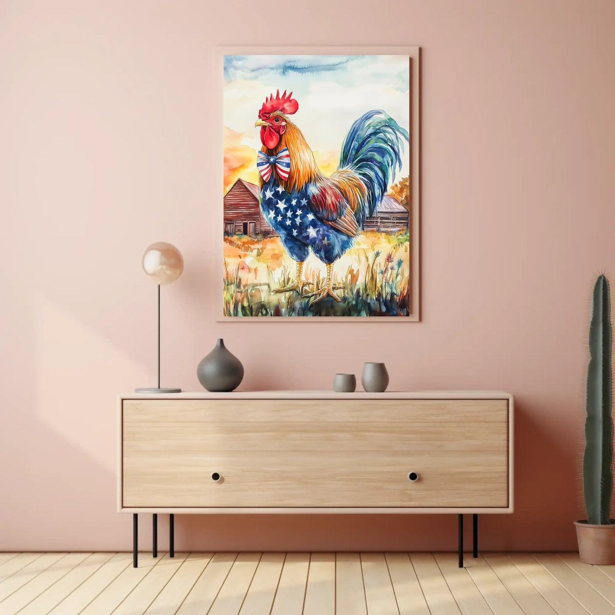 rooster crowing proudly at sunrise Poster