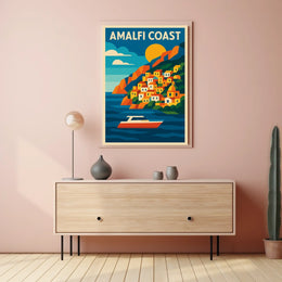 Amalfi Coast Poster Wall Art Scenic Coastal Decor Artwork