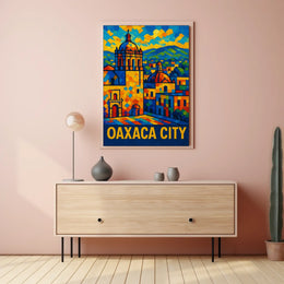 Oaxaca City Vibrant Mosaic Poster