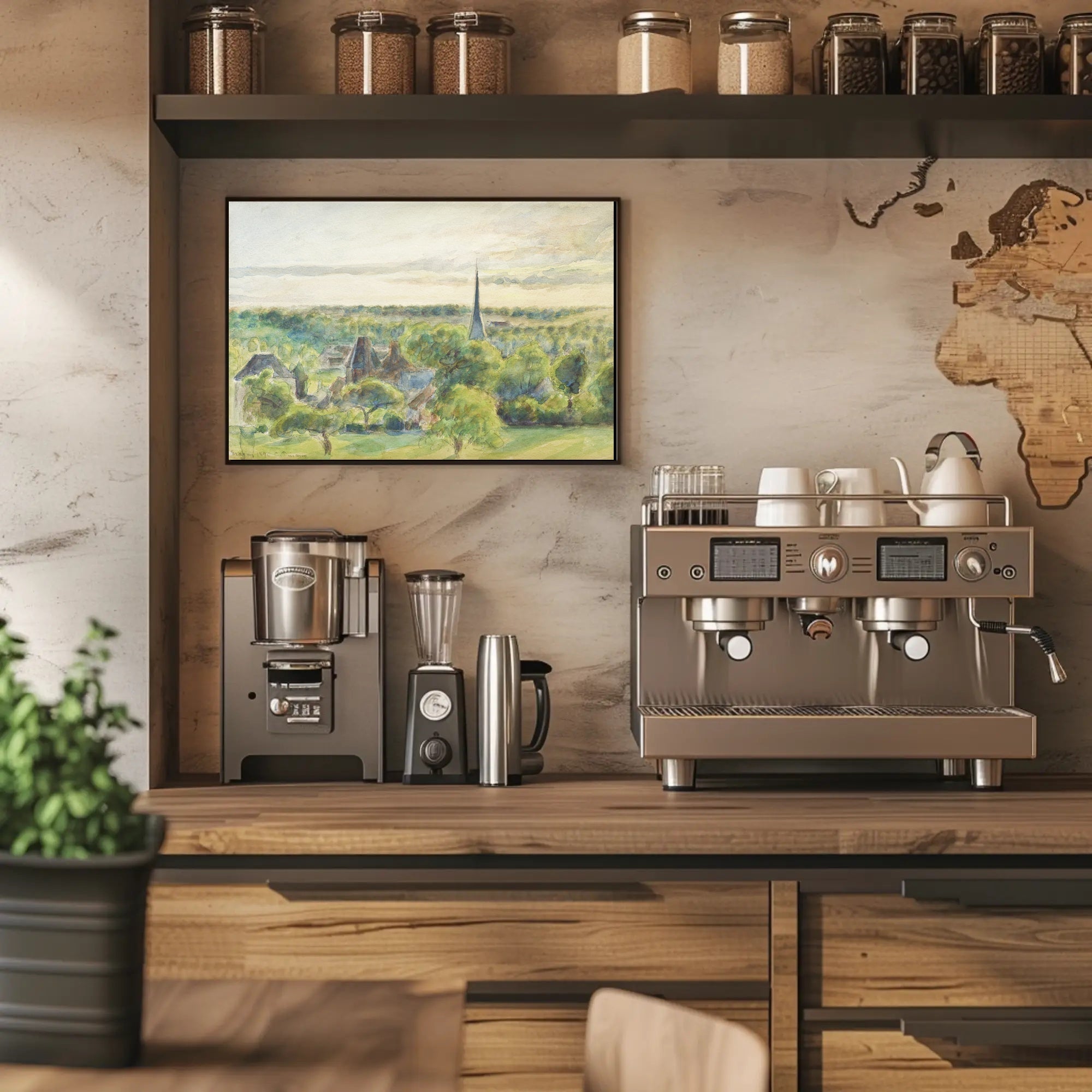 Serene European Village Scene in Artistic Poster