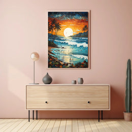 Tropical Sunset Beachscape Travel Poster