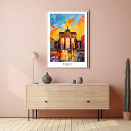 Berlin Brandenburg Gate Vibrant Urban Cityscape Abstract Artistic Poster PosterGoat