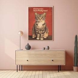Domestic Non Pedigreed Cat Portrait Realistic Style Poster