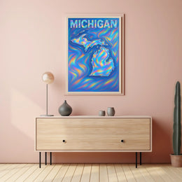 Michigan Holographic Map Poster
