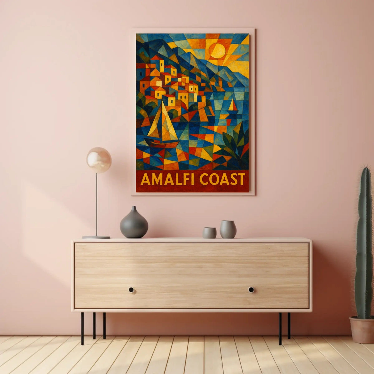 Amalfi Coast Vibrant Mosaic Poster Coastal Wall Art