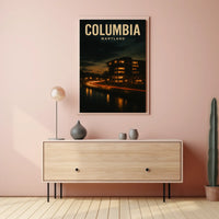 Columbia Maryland Night Cityscape Photography Poster