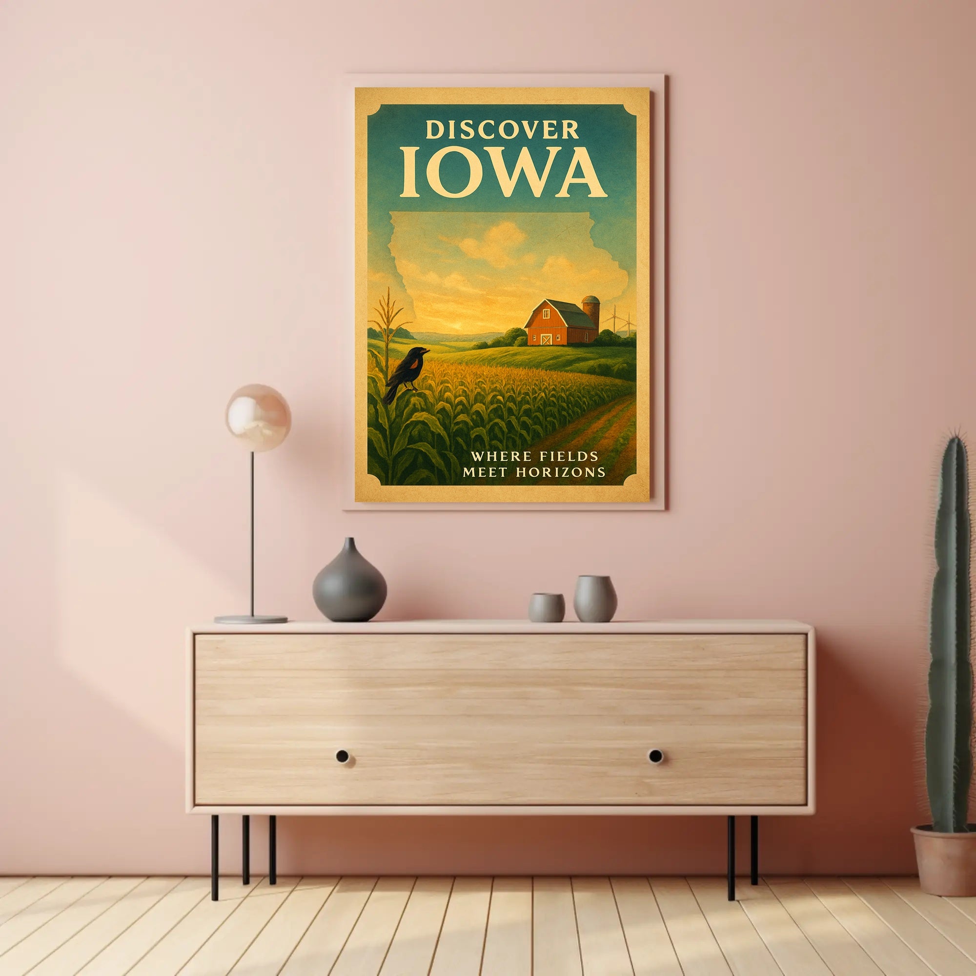 Iowa Countryside Vintage Travel Poster