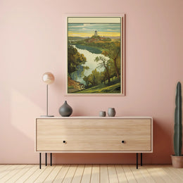 Scenic Riverside Illustration Poster