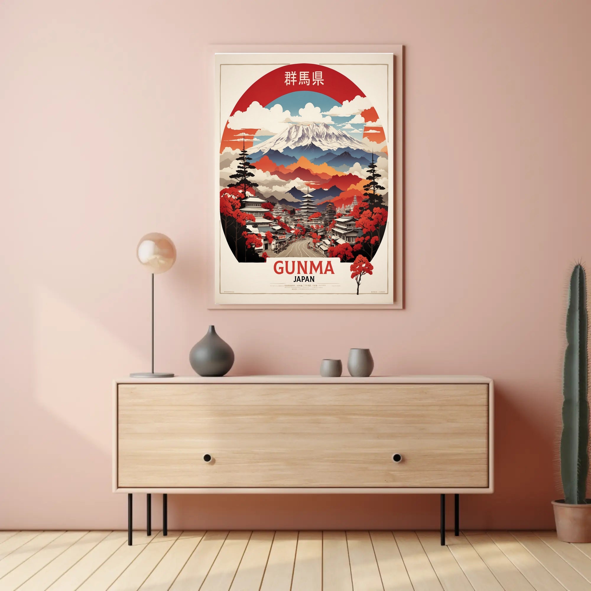 Gunma Vintage Travel Poster Scenic Japanese Landscape