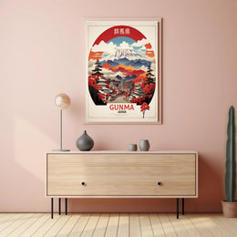 Gunma Vintage Travel Poster Scenic Japanese Landscape