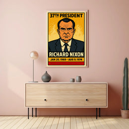 Richard Nixon 37th President of the United States Inked Comic Style Poster