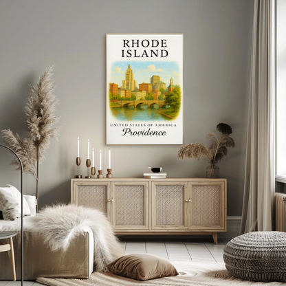 Providence Rhode Island Historic Riverwalk Downtown Travel Poster Travel Poster