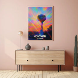 Hoover Alabama Cityscape Vibrant Landmark Wanderlust Inspired Urban Heritage Digital Painting Poster