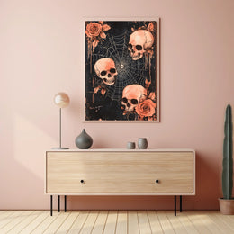 Dark Gothic Skulls and Roses Artistic Poster