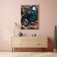 Dreamy Enchanted Garden Under Moonlit Sky Poster