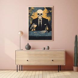 Skeleton in a Suit Elegant Macabre Tropical Poster