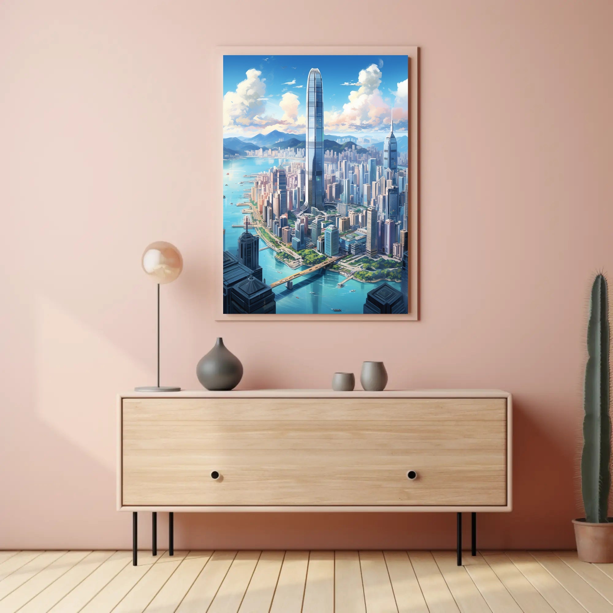 Stunning Metropolis Skyline Modern Urban Travel Poster