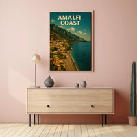 Amalfi Coast Poster Wall Art Print 18x24 Scenic Coastal