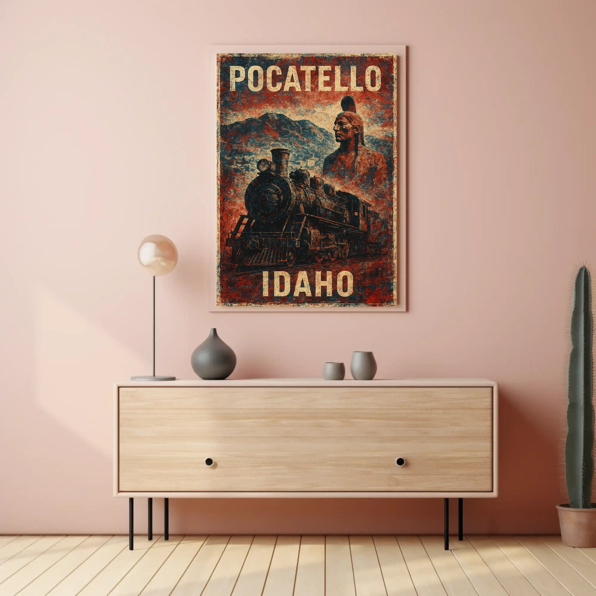 Pocatello Idaho Locomotive Vintage Cultural Heritage Steampunk Collector Railroad Historical Poster