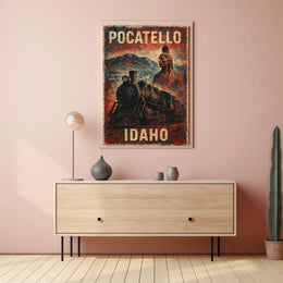 Pocatello Idaho Locomotive Vintage Cultural Heritage Steampunk Collector Railroad Historical Poster