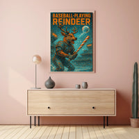 Baseball-Playing Reindeer Poster